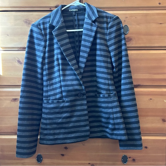 Express Jackets & Blazers - Women’s Express Gray & Black Striped Blazer Size Small